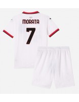 AC Milan Alvaro Morata #7 Venkovní dres pro děti 2024-25 Krátký Rukáv (+ trenýrky)